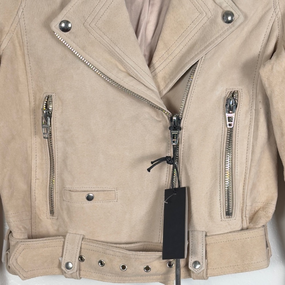 Blank NYC Tan Suede Leather Moto XS Jacket New - Picture 4 of 10